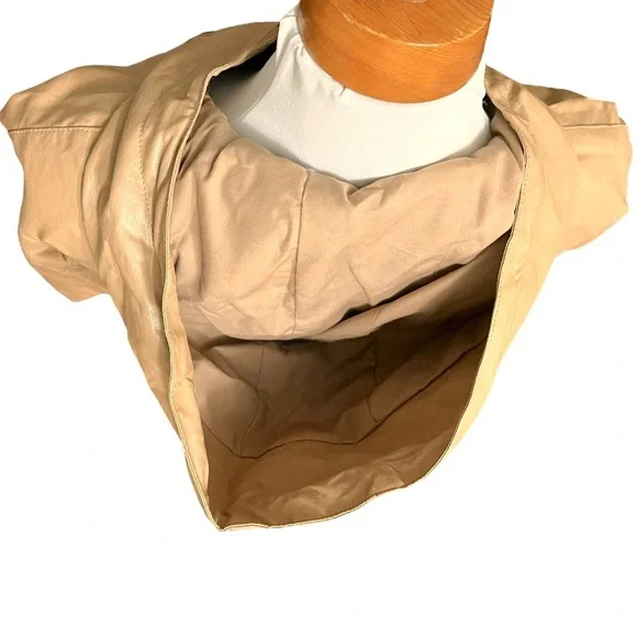 ZARA Limited Edition Faux Leather Jacket Outerwear Size M-L Caramel Tan Khaki - Picture 6 of 14